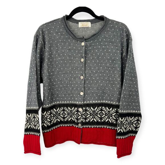 VINTAGE 80's TALLY HO | M | Cardigan Knit Sweater Coach Buttons WOMENS Holiday - Picture 1 of 6